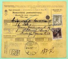 Postautalványok, utánvételi lapok és csomagszállítók gyűjteménye 1875-1923 17 + 6 + 15 összesen 38 d...