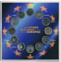Európai Unió 1999-2002. 1E (12xklf) különböző országok forgalmi emlékérmei dísztokban T:UNC
Europea...