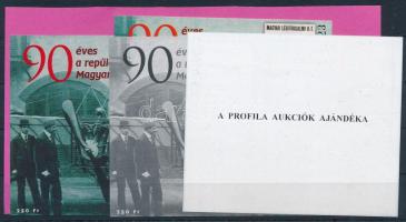 2000 90 éves a repülés Magyarországon 4 darabos emlékív garnitúra, az egyik ajándék változat