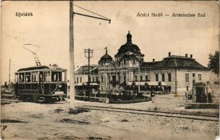 Újvidék, Novi Sad; Artézi fürdő, villamos. J. Hohlfeld kiadása / Artesisches Bad / spa, bathhouse, t...