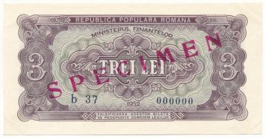 Románia 1952. 3L "b37 000000" "SPECIMEN" felülnyomással T:AU sarokhajlások
Roma...