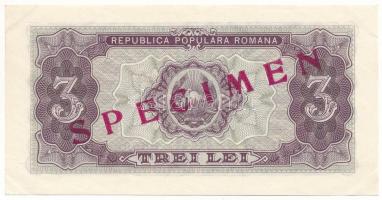 Románia 1952. 3L "b37 000000" "SPECIMEN" felülnyomással T:AU sarokhajlások
Roma...