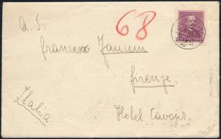 1938 Levél Arcképek 32f bérmentesítéssel + 68f kézírásos portóval Firenzébe, a hátoldalon horogkeres...