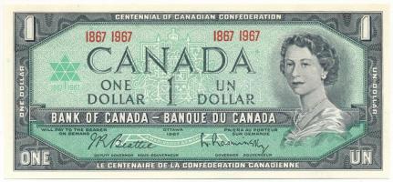 Kanada 1967. 1$ "1867 1967 Kanada 100 éves évfordulója" sorszám nélkül T:AU,XF
Canada 196...