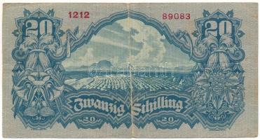 Ausztria 1945. 20Sch "1212 89083" T:F,VG
Austria 1945. 20 Schilling "1212 89083&quot...