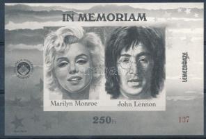 1998 In memoriam Marilyn Monroe - John Lennon feketenyomat emlékív (12.000)
