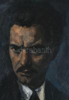 Vinkler László (1912-1980): József Attila portréja, 1962. Olaj, vászon, jelzett, dekoratív fakeretbe...