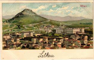 Athína, Athens, Athenes; view. Kunstanstalt Kosmos. litho