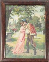 Ca 1900 2 db huszáros metszet, üvegezett keretben 18x24 cm