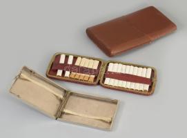 Kígyóbőr cigaretta tárca tartalommal, bőr szivartartó, fém tárca