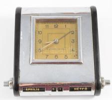 Art deco mechanikus naptáras óra 14x14 cm Működik