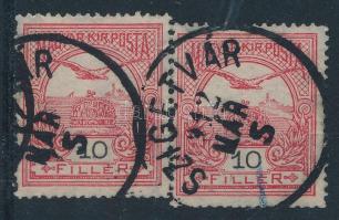 1909 Turul 10f pár látványos fogazási eltéréssel "SZIGETVÁR"