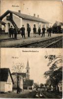 Badacsonytördemic, Nemestördemic; vasútállomás, gőzmozdony, vonat, Fő utca, templom (r)
