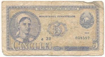 Románia 1952. 5L "a 30 038597" T:VG
Romania 1952. 5 Lei "a 30 038597" C:VG
Kra...
