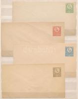 1871 Könyvnyomású használatlan díjjegyes boríték sorozat 3kr, 5kr, 10kr, 15kr