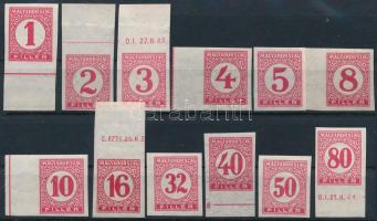 1926 Pengő-fillér (I.) vágott sor (50.000) (32f falcos / hinged)