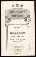 cca 1900 Bajszos úr portréja, keményhátú fotó Wojtowicz Richárd komáromi műterméből, 10,5×6,5 cm