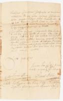 1705 Kézzel írt irat viaszpecsétekkel, Bene és Iszlai aláírásokkal