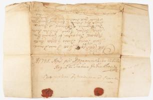 1705 Kézzel írt irat viaszpecsétekkel, Bene és Iszlai aláírásokkal