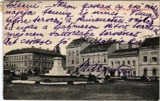 1911 Szeged, Dugonits tér és szobor, Hotel Dugonics szálloda, kávéház, étterem és sörcsarnok, Markov...