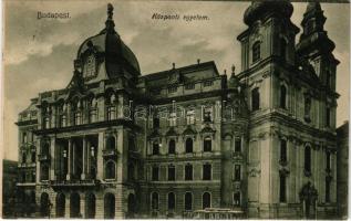 1910 Budapest V. Központi Egyetem, villamos. Szénásy Béla kiadása (kicsit ázott sarok / slightly wet...