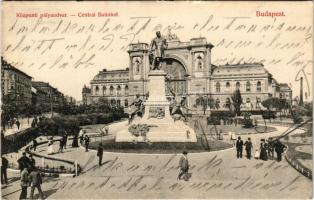 1907 Budapest VII. Központi (Keleti) pályaudvar, Baross szobor. Divald Károly 147-1907. (szakadás / ...
