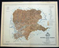 1893 Beszterce-Naszód vármegye térképe Gönczy Pál, Posner nyomda/ Map of Bistrita-Nasaud county 30x25 cm (kis szakadás)