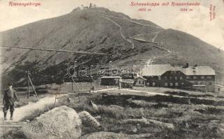 Sniezka / Snezka / Schneekoppe mountain with tourist house and photo shop