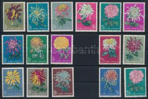 Kínai Népköztársaság 1960-1961 Krizantémek sor 16 értéke (Mi EUR 1.700.-) (apró hibák, barnulás a gu...