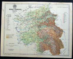 1893 Bihar vármegye térképe Gönczy Pál, Posner nyomda/ Map of Bihor county 30x25 cm (kis szakadás)