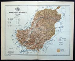 1893 Maros-Torda vármegye térképe Gönczy Pál, Posner nyomda/ Map of Mures-Turda county 30x25 cm (kis szakadás)
