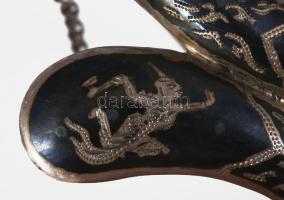 Niellós ezüst karkötő, sárkány díszítéssel. jelzett stelring ezüst 925-ös 16g. d: 7 cm