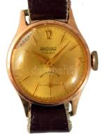 Ahovar 18K arany (Au) tokos női karóra kézi felhúzós szerkezettel. d: 23 mm Működik, plexi sérült
