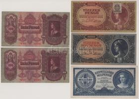 1930. 100P csillagos sorszám (2x) + 1945. 10.000P "MNB" bélyeggel + 1946. 10.000MP + 1.000...