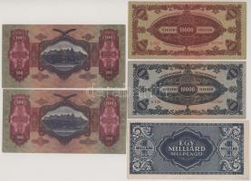 1930. 100P csillagos sorszám (2x) + 1945. 10.000P "MNB" bélyeggel + 1946. 10.000MP + 1.000...