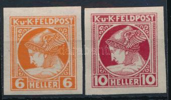 K.u.K. Feldpost 1916 Hírlapbélyeg vágott 6H és 10H (~30.000)
