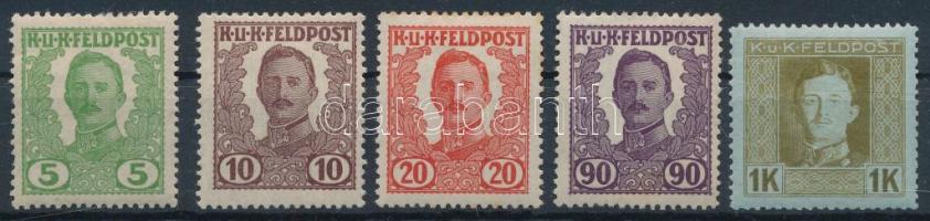 1918 Kiadásra nem került sor 5 klf értéke (**4.850) (20H rozsdafolt / stain)