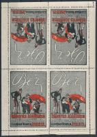1915 Bér háborús kiállítás levélzáró kisív fordított párokban