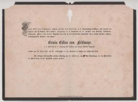 1866 Erwin Edlen von Fehlmayr, a cs. kir. 77. gyalogezred hadnagya halotti értesítője (a porosz-oszt...