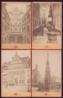 ca 1890 8 db Nürnberg régi fotó, piros keretes kartonra ragasztva 11x17 cm