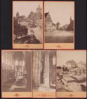 ca 1890 8 db Nürnberg régi fotó, piros keretes kartonra ragasztva 11x17 cm