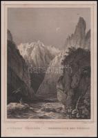 cca 1850 Ludwig Rohbock (1820-1883) - J(ohann) Poppel (1807-1882): A tordai hasadék. Bergspalte bei ...