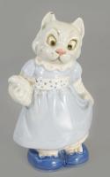 Macskalány porcelán, kézzel festett, jelzés nélkül, apró mázhibával15 cm