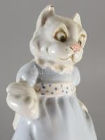 Macskalány porcelán, kézzel festett, jelzés nélkül, apró mázhibával15 cm