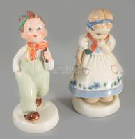 Macskalány porcelán, kézzel festett, jelzés nélkül, apró mázhibával15 cm