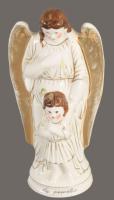 ca 1900 Angyal és kisded porcelán kegyszobor 17 cm