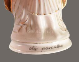 ca 1900 Angyal és kisded porcelán kegyszobor 17 cm