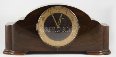 Art deco kandalló óra, ingával, kulccsal, 46x21 cm