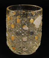 Kézzel készült üveg pohár. Kézzel festett, XIX. 8,5 cm