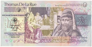 Nagy-Britannia 1988. egyoldalas "Thomas de la Rue" fantázia/reklám bankjegy T:AU sarokhajl...